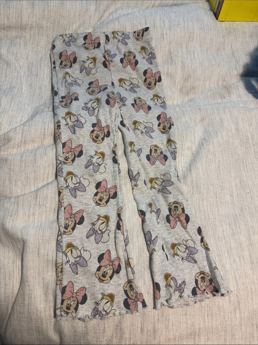 Disney Girls Minnie Mouse Gray Pants with Pink & Purple Bows